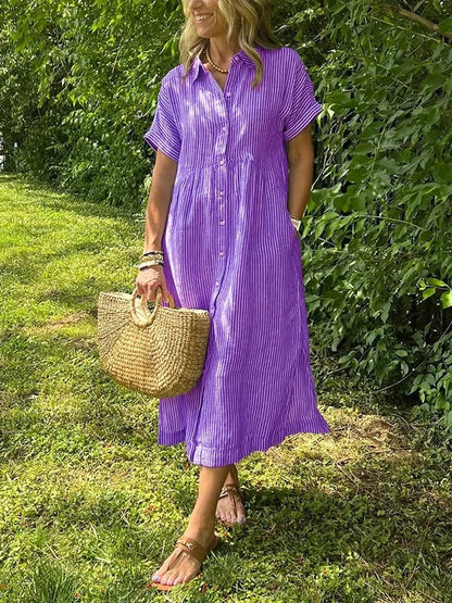 Carlijn™ | Gestreepte Maxi Blousejurk 