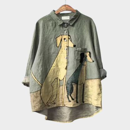 Roos™ | Oversized Blouse Met Hondenprint