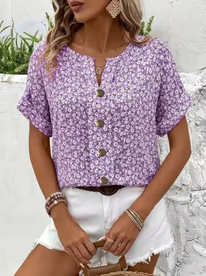 Lieke™ | Bloemen Zomertop met Knopen