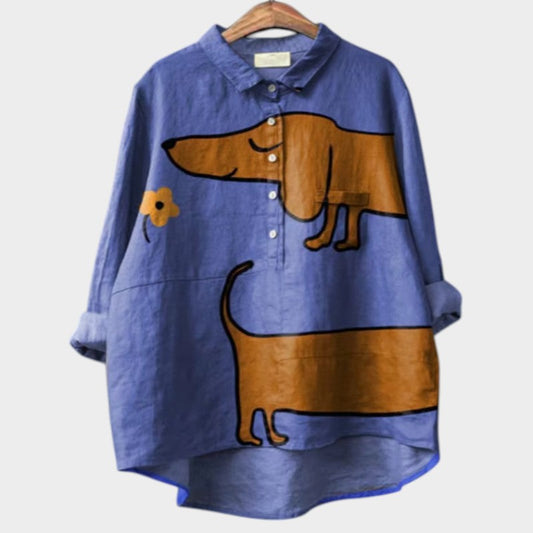 Roos™ | Oversized Blouse Met Hondenprint
