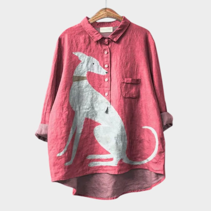 Roos™ | Oversized Blouse Met Hondenprint